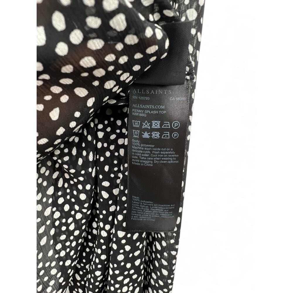 AllSaints S Penny Splash Crossover Top Blouse Shirt Dots Women Ruffle Wrap Vneck - Picture 6 of 6